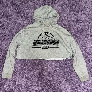 h&m grey cropped hoodie